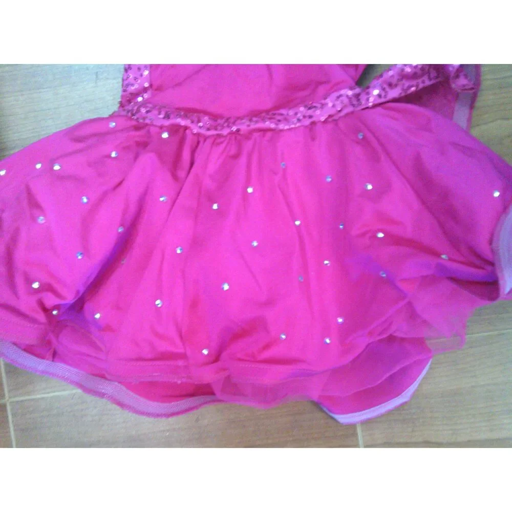 Pre-Owned Dance Costume Weissman 12417 Small Child Pink Sparkle Jazz Sequins 1